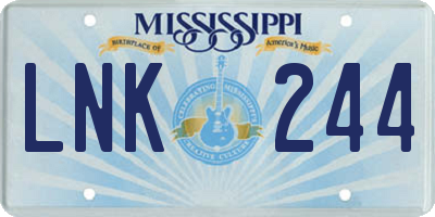 MS license plate LNK244