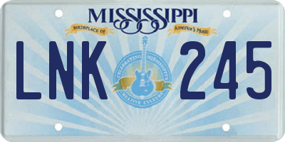 MS license plate LNK245