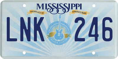 MS license plate LNK246