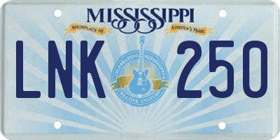 MS license plate LNK250