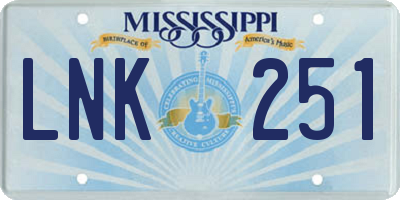 MS license plate LNK251