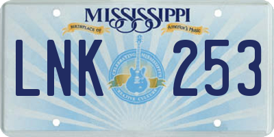 MS license plate LNK253