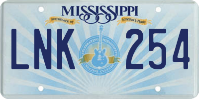 MS license plate LNK254