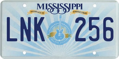 MS license plate LNK256