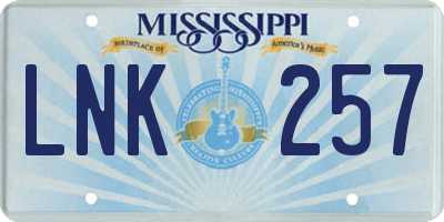 MS license plate LNK257