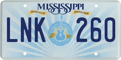 MS license plate LNK260