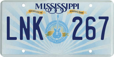 MS license plate LNK267