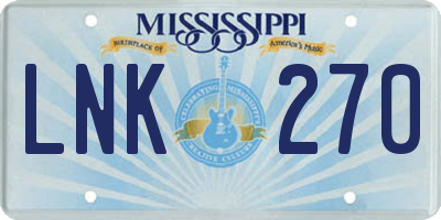 MS license plate LNK270