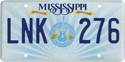 MS license plate LNK276