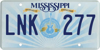 MS license plate LNK277