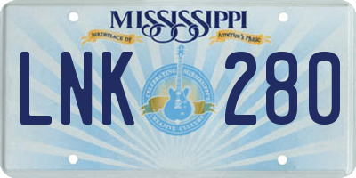 MS license plate LNK280