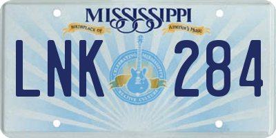 MS license plate LNK284