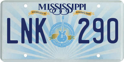 MS license plate LNK290