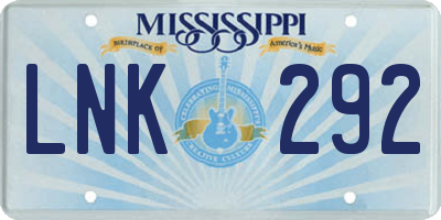 MS license plate LNK292