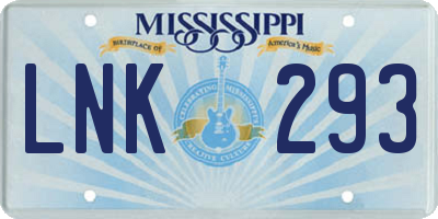 MS license plate LNK293