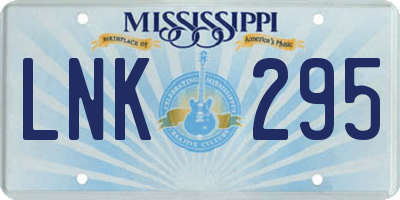 MS license plate LNK295