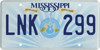 MS license plate LNK299
