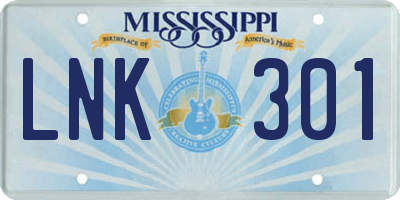 MS license plate LNK301