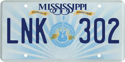 MS license plate LNK302