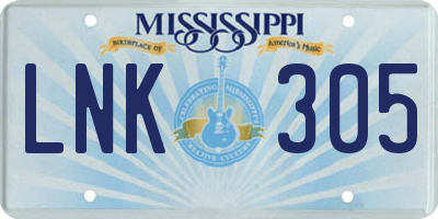 MS license plate LNK305