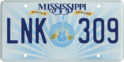 MS license plate LNK309