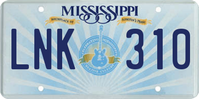MS license plate LNK310