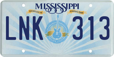 MS license plate LNK313