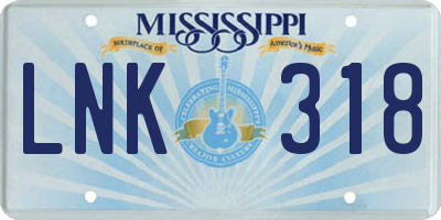 MS license plate LNK318