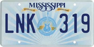 MS license plate LNK319
