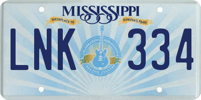MS license plate LNK334