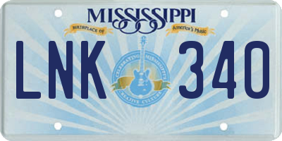 MS license plate LNK340