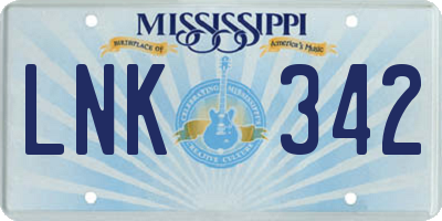 MS license plate LNK342