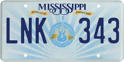 MS license plate LNK343