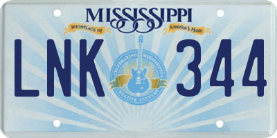 MS license plate LNK344