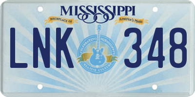 MS license plate LNK348