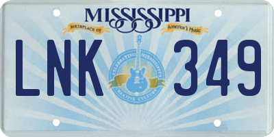 MS license plate LNK349