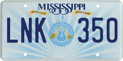 MS license plate LNK350