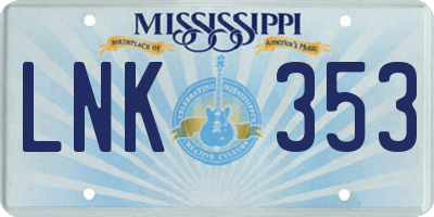 MS license plate LNK353