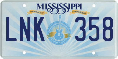 MS license plate LNK358