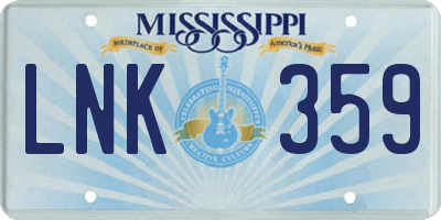 MS license plate LNK359