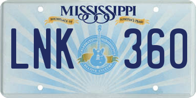 MS license plate LNK360