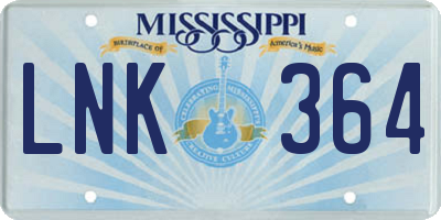 MS license plate LNK364