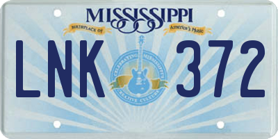 MS license plate LNK372