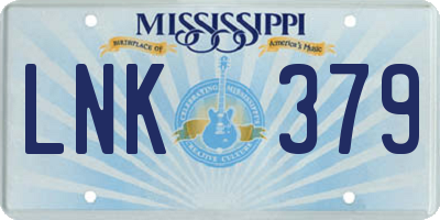 MS license plate LNK379