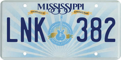 MS license plate LNK382