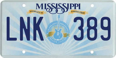 MS license plate LNK389