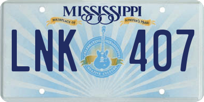 MS license plate LNK407