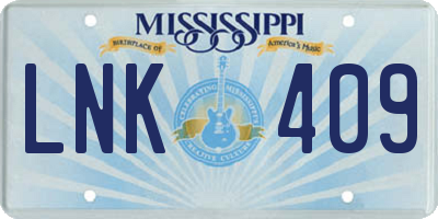 MS license plate LNK409