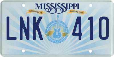 MS license plate LNK410