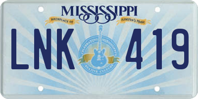 MS license plate LNK419